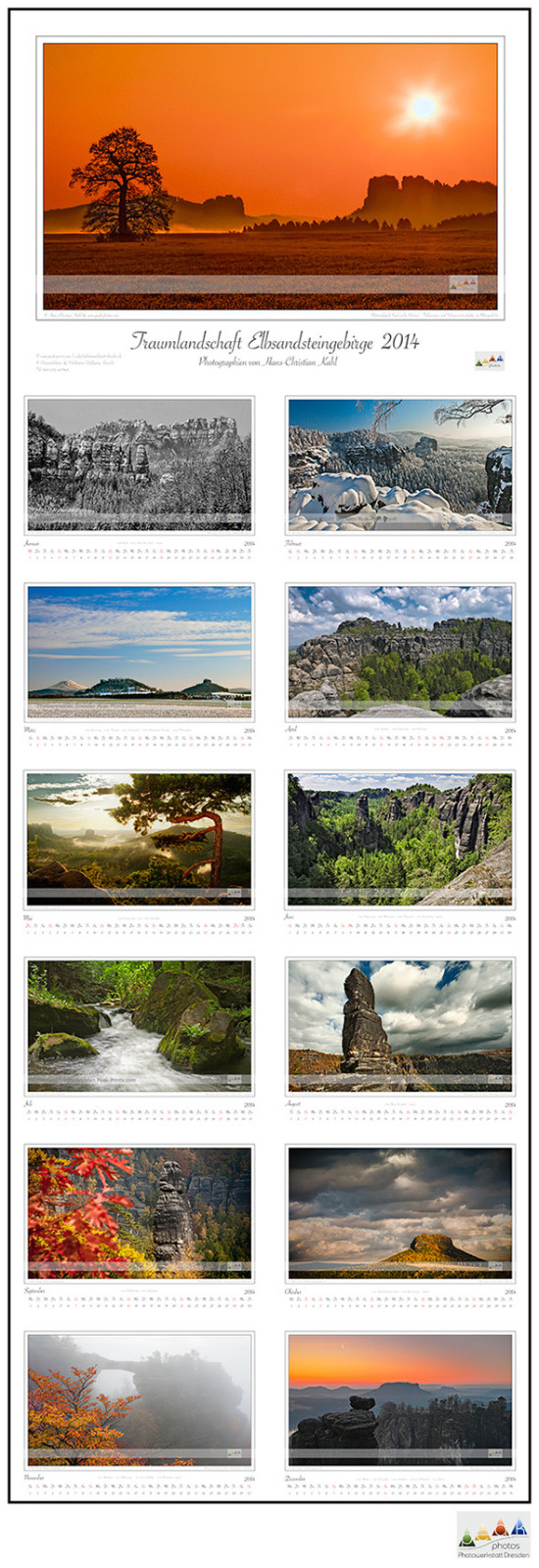 Bildkalender 2014 Traumlandschaft Elbsandsteingebirge