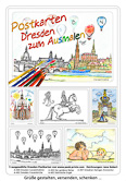 Set Dresden Zum Ausmalen. Enthält 5 ausgewählte Motive der Serie Dresden: 
A-400 Dresden Canalettoblick, 
A-402 Dresden Frauenkirche, 
A-404 Der Goldene Reiter,
A-405 Sixtinische Engel, 
A-407 Dresdner Zwinger, Kronentor.
Abbildung zeigt Deckblatt der Set-Verpackung.