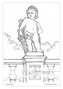 Die Postkarte zum Ausmalen; Postkarte Dresden Zwingerputte. Eine der vielen drolligen
Putten welche die Ballustraden
des Zwingers
schmücken. Mit seinem
Kornkranz und dem
Garbenbund schaut er
zufrieden in die Welt.
Wird ihn demnächst
Getier umsummen oder
sich der Himmel bevölkern?
Die Entscheidung
liegt in der Hand des
Malers. Es ist sogar Platz
für einen Gruß an den
Empfänger.