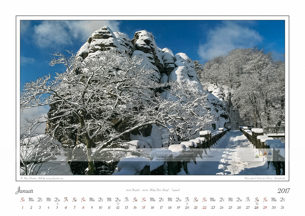 Traumlandschaft Elbsandstein 2017 Saechsische-Schweiz Basteibruecke Rathen, Januar