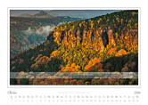 Kalender Traumlandschaft Elbsandsteingebirge 2016, Boehmische Schweiz, Herbst im boehmischen Elbtal, Oktober