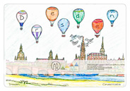 Die Postkarte zum Ausmalen; Postkarte Dresden Canalettoblick. Das Panorama der weltbekannten Dresdensilhouette
mit von der Elbwiesen
aufgestiegenen Heißluftballons.
Das Bild lädt ein zu heiterer Gestaltung
und farbiger Vielfalt.
Der Himmel könnte mit Wolken und
Vögeln zusätzlich belebt werden. Aber
auch ein strahlend klares Blau bringt die
Gebäude und Ballons gut zur Wirkung.
