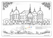 Die Postkarte zum Ausmalen; Postkarte Barockschloss Moritzburg; Jagdschloss und Lustschloss. Das Barockschloss von Moritzburg liegt
mitten in der herrlichen Teich- und Waldlandschaft
des Friedewaldes in der Nähe
von Dresden.
Die Kuppeln der vier mächtigen
Rundtürme, sowie das Dach leuchten in
warmem Rot. Das Schloss ist in den
Farben des sächsischen Barock, Ocker
und Weiss gehalten. Zwei Schwäne mit
ihren Jungen begegnen sich am Ufer. Das Schloss war Filmkulisse für den Märchenfilm 3 Haselnüsse für Aschenbrödel.