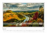 Traumlandschaft Elbsandstein 2017 Saechsische Schweiz, Lilienstein und Friedrichsburg · Festung Königstein, September